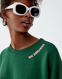 Sudadera Cuello Redondo Bordado Pull Bear Round Neck Sweatshirts Fashion Sweatshirts
