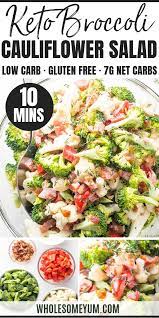 Low Carb Broccoli Cauliflower Salad With Bacon And Mayo Broccoli Cauliflower Salad Recipes Broccoli Cauliflower Salad Brocoli And Cauliflower Salad