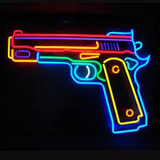 Colourful Pistol Neon Glass Light Sign In 2021 Neon Signs Neon Lights For Sale Neon Lighting