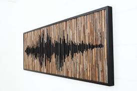 Sound Wave Sculptuur Abstracte Geluidsgolf Teruggewonnen Etsy Geometrische Kunst Aan De Muur Recycled Hout Wanden Hout Kunst