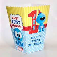 Googoo Babyfirst Tv Birthday Party Personalized Popcorn Box Etsy In 2020 Happy First Birthday Baby Boy 1st Birthday Party Popcorn Box