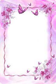 Purple Butterfly Flower Frame Floral Border Design Pink Transparent