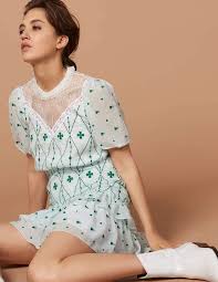 Sandro R20367h Robe Courte A Broderies All Over Green White Www Buysandrofr Com Sandro R20367h Rob Dress For Short Women Short Dresses Short Sleeve Dresses