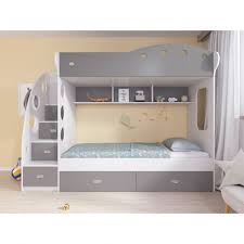 lit superpose design coloris gris et blanc avec 2 couchage 90x200 en bois mdf bunk beds bunk beds with storage bunk beds small room