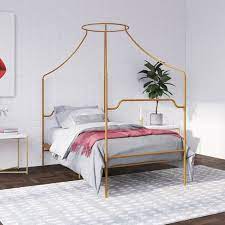 Camilla Bed In 2021 Metal Canopy Bed Gold Bed Upholstered Platform Bed