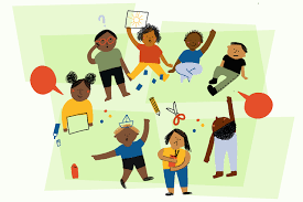 Crianças participando de atividades educativas