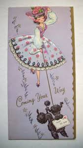 Birthday Wishes In French Images Fancy Hat Lady Walks French Poodle Birthday Greeting Card 1r Ebay Poodle Card Poodle Puppy Vintage Poodle