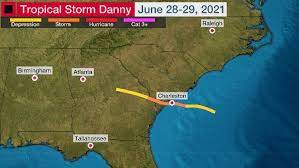 — tropical storm danny made landfall monday evening on south carolina's coast, threatening to dump several inches of rain on parts of the southeast as it blusters inland. Fmr1hvpznmxf M
