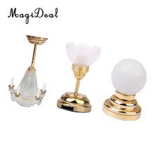 Us 21 39 29 Off 1 12 Scale Dollhouse Miniature Furniture Decoration Led Table Light Ceiling Lamp Battery Operated Plastic Light Accessories In Doll
