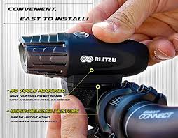Super Bright Usb Rechargeable Bike Light Blitzu Gator 320 Powerful Bicycle Headlight Tail Light Included 320 Lumens Led Front Light Waterproof Easy Installation For Cycling Safety Flashlight