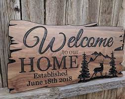 Custom Wood Signs Personalized Engraved Welcome Sign Outdoor Etsy Carved Wood Signs Engraved Wood Signs Personalized Wood Signs