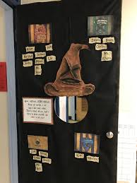 Harry Potter Classroom Door Sorting Hat Made From Paper Painted Harry Potter Classroom Harry Potter School Harry Potter Classes