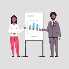 Businesspeople Coworkers Presenting Financial Graph On Flip Chart