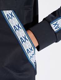 The jacket features elasticated trims and is finished with the brand's signature logo down the sleeves in a taped design. Armani Exchange Logo Tape Track Jacket Track Top For Men A X Online Store