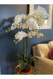 Decorate your home with floral home decor faux botanical natural looking silk floral design. Artificial Orchid Arrangement 110cm Tall