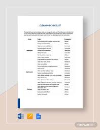 Sample Cleaning Checklist 16 Documents In Word Pdf