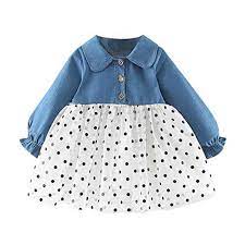 Toddler Baby Girl Princess Dress Kids Long Sleeve Denim Tops Splice T Toyscentral Europe