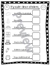 behavior management chart calm down choices