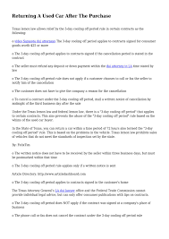 The lemon law covers vehicles for two years from the original delivery date of. Returning A Used Car After The Purchase By Elatedportrait912 Issuu