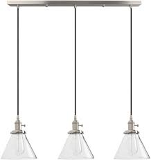 Pendant lights, also known as pendant lamps or hanging lamps, are one of the most fascinating accessories with which to decorate your home. Pathson Industrial Vintage Loft Kitchen Bar 3 Lights Fittings Ceiling Lights Chandelier Cone Clear Glass Light Shade Hanging Pendant Light Lamp Fixture For Living Room Dining Room Bedroom Brushed Amazon Co Uk Lighting
