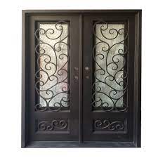 Exterior Wrought Iron Glass Doors Fern Collection Black Right Hand Inswing Wrought Iron Glass Door Wrought Iron Doors Wrought Iron Glass