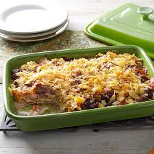 Add onion, green pepper, and mushrooms and continue cooking, stirring frequently, until beef is no longer pink and vegetables are stir in the spaghetti sauce, cream of mushroom soup, and diced tomatoes. Tasty Hamburger Casserole Recipe How To Make It Taste Of Home