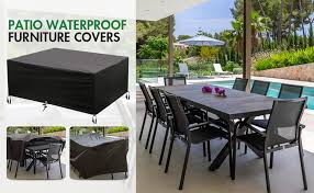 Hiraliy 90 Inch Rectangular Oval Outdoor Patio Furniture Covers Waterproof Heavy Duty Oxford Cloth Uv Resistant Dining Table Chair Set Cover Black Patio Lawn Garden Patio Furniture Accessories