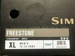 Simms Freestone Stockingfoot Waders Smoke Extra Large New