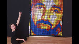 Drake mosaic made with Rubik's cubes by Benjamin Russo