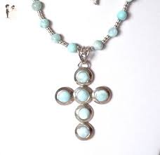 Necklace Natural Larimar Silver Cross Christian Necklace Natural Stone Necklace Blue 19 Wedding N Cross Necklace Silver Bridal Necklace Larimar Necklace