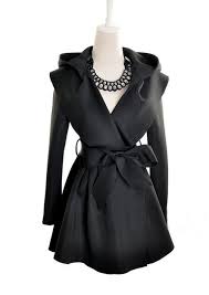 Chic Hooded Belted No Buttons Black Trench Coats Trench Coats From Stylishplus Com Fancy Dress Store Trench Coats Women Fashion