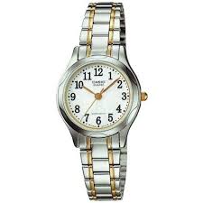 Casio Ltp1275sg 7b Women S Two Tone Metal Fashion Easy Reader Watch Casio 27 01 Water Resistant Battery Sr626sw Approx Battery Life 3 Years Module 1330