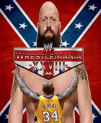 Muhammad ali and pat patterson were the special guest referees for the match. My Fanmade Poster For Wrestlemania 28 If It Was In London And The Main Event Feud Was Racist Shaquille O Neal Vs Big Show Squaredcirclejerk