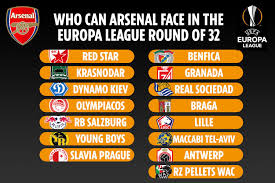 The round of 32 first legs are scheduled for thursday 18 february, with the second legs on 25 february. Europa League Last 32 Draw Simulated With Arsenal Landing Tricky Clash Against Benfica And Man Utd Facing Krasnodar