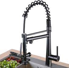 Shop through a wide selection of kitchen sinks at amazon.com. Newrain Kitchen Tap In Solid Brass Professional High Arc Pull Out Kitchen Mixer Tap With Spray Dual Modes Pull Down Sprayer Mixer Tap For Kitchen Sinks Black Amazon Co Uk Diy Tools