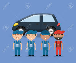 Un sustantivo animado puede ser. Diseno De Servicio De Coche Con Mecanicos De Dibujos Animados Hombres Y Coche Sobre Fondo Azul Ilustracion Vectorial De Diseno Colorido Ilustraciones Vectoriales Clip Art Vectorizado Libre De Derechos Image 96944994
