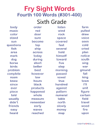 6th grade students can get spelling words, academic words, and reading words in addition to printable pdf worksheets, by action buttons, you can choose other online features easily, like vocabulary with meaning, interactive. 6th Grade Sight Words Printable Fourth Grade Sight Words Printable 4th Grade Sight Words
