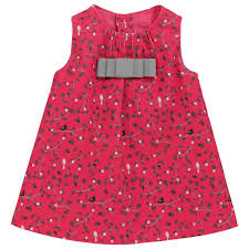 Tartine Et Chocolat Coral Printed Dress Made Of Pin Striped Velvet