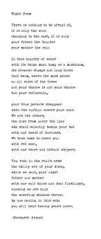 Night Poem Margaret Atwood Night Poem You Are The Father Poems