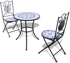 Bistro Table Set Mosaic With 2 Chairs Outdoor Patio Garden Blue H4home Furnitures Bistro Set White Outdoor Furniture Garden Patio Furniture