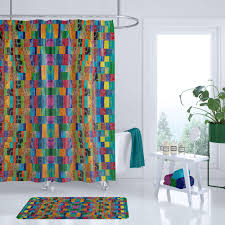 Patchwork Shower Curtain Blue Red Green Turquoise And Jewel Tones Curtains Printed Shower Curtain Decor