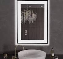 Amazon.com: LOAAO 20"X28" LED Bathroom Mirror Black Framed ...