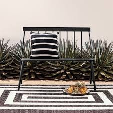 Windsor Metal Stack Patio Bench Black Project 62 Sleek Outdoor Furniture Patio Bench Outdoor Rugs