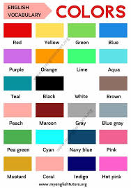 Color Names List Of Colors In English With Esl Picture My English Tutors Color Names Colors Name In English Color