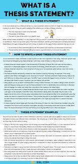 An informative essay thesis statement is a single sentence that breaks the topic down into its constituent parts. Thesis Statement Definition And Useful Examples Of Thesis Statement 7esl