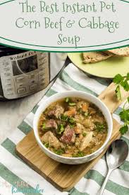 Layer thick slices of corned beef on top of the cabbage place lid on instant pot, make sure to turn value in the right direction, so it's not venting set manual (high pressure) for 4 minutes (don't overcook!) use quick pressure release The Best Instant Pot Corned Beef Cabbage Soup