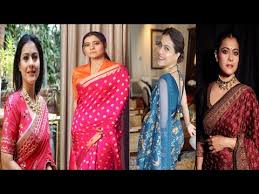Kajol wore a red and black embellished saree with a long sleeve black blouse from ri ritu kumar. Bollywood Actress Kajol Saree Designs Kajol Sarees Collection Youtube