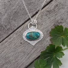 Items Similar To Artisan Gemstone Necklace Chrysocolla Pendant Necklace Sterling Silver 925 Handmade Cabochon Art Jewelry Birthday Gift On Etsy Chrysocolla Pendant Pendant Necklace Gemstone Necklace