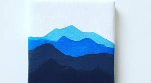 Mini Canvas Painting With Easel Stand Blue Mountain Painting Acrylic On Canvas Painting Mini Art Gifts Mothers Day Gift Mini Canvas Art Small Canvas Art Small Canvas Paintings