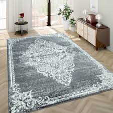 Paco home teppich wohnzimmer kurzflor 3d effekt orientalisches muster ornamente grau creme, grösse:160x220 cm. Wohnzimmer Teppich Kurzflor Teppich Mit Used Optik Barock Stil In Grau Kaufen Bei Diva Teppich Center